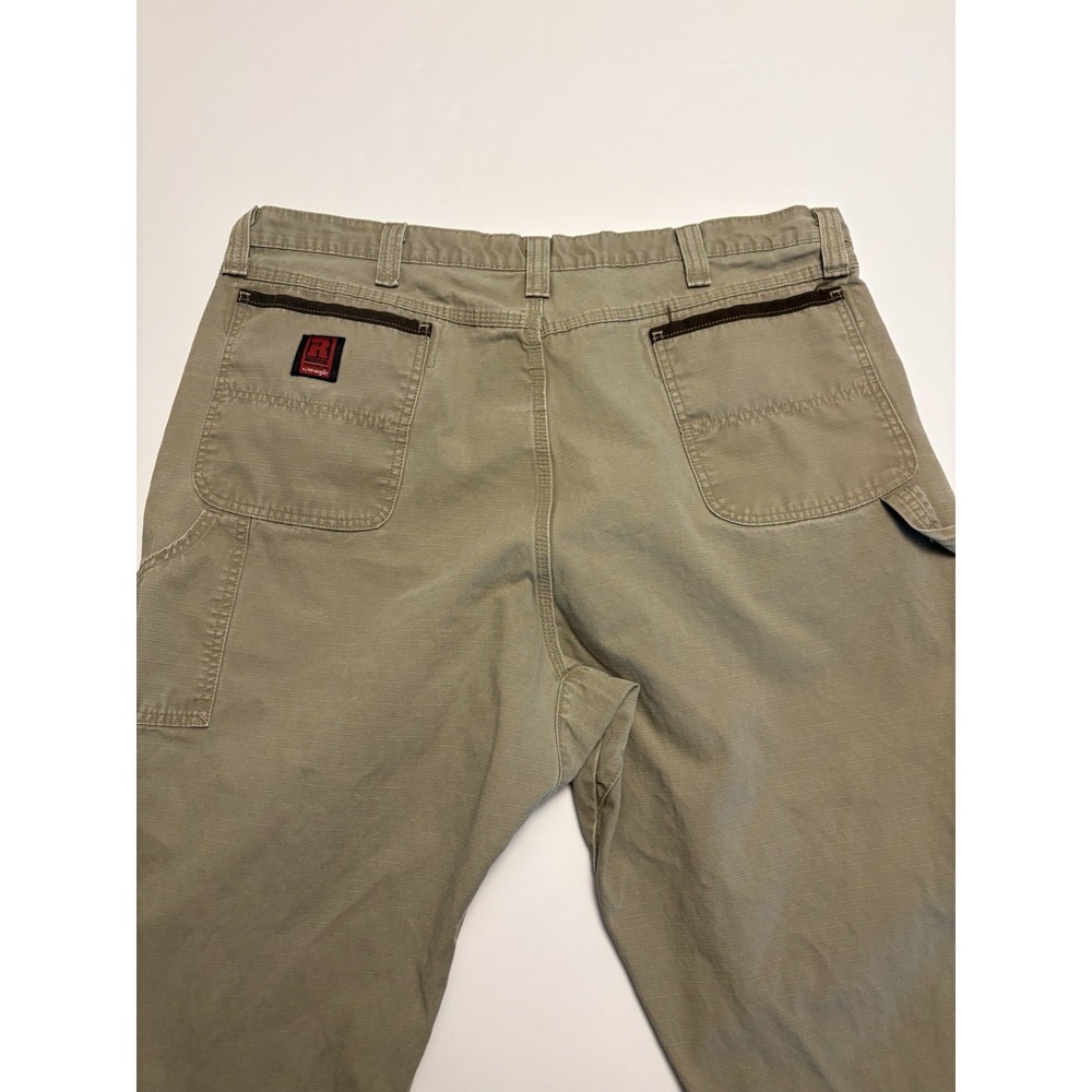 Riggs Workwear by Wrangler Ripstop Pants Mens Khaki Cargo Tan Brown Size 40x31